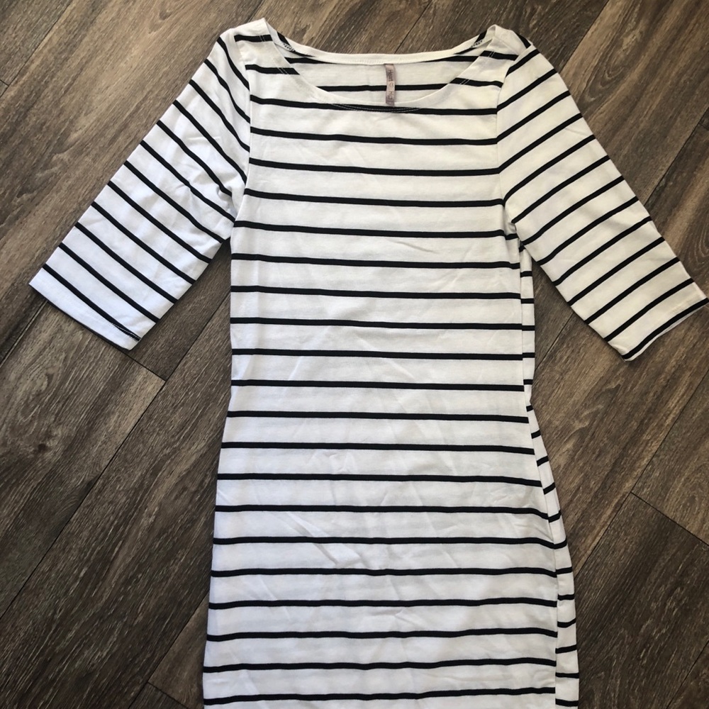 Black and white striped t-shirt dress